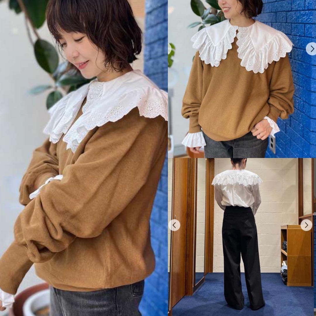 THE SHINZONE 25AW LACE COLLAR BLOUSEホワイト