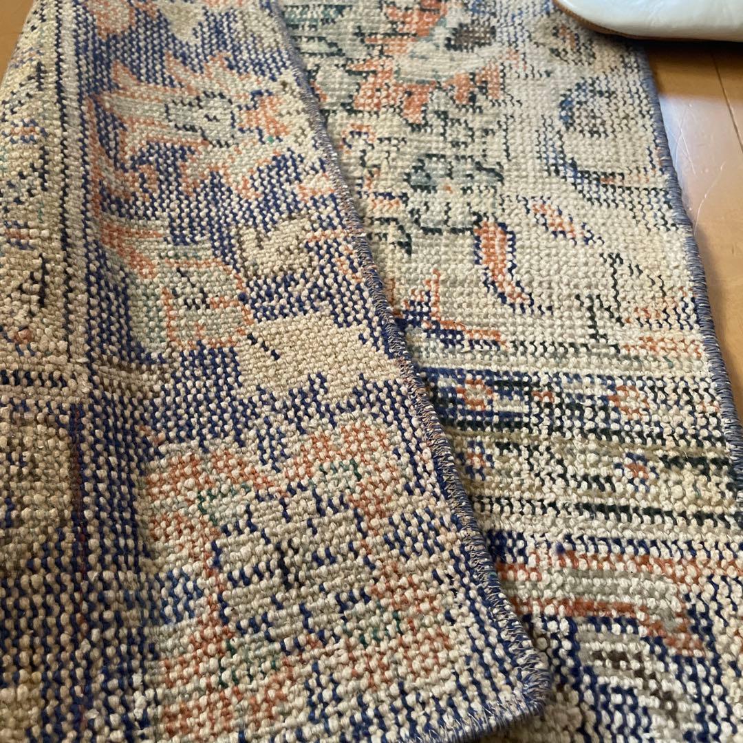 60×199 ロングランナーラグ　擦れ　シャビー　ウール　トルコヴィンテージラグ