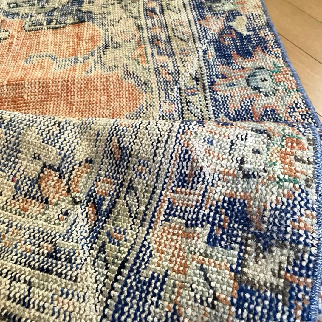 60×199 ロングランナーラグ　擦れ　シャビー　ウール　トルコヴィンテージラグ