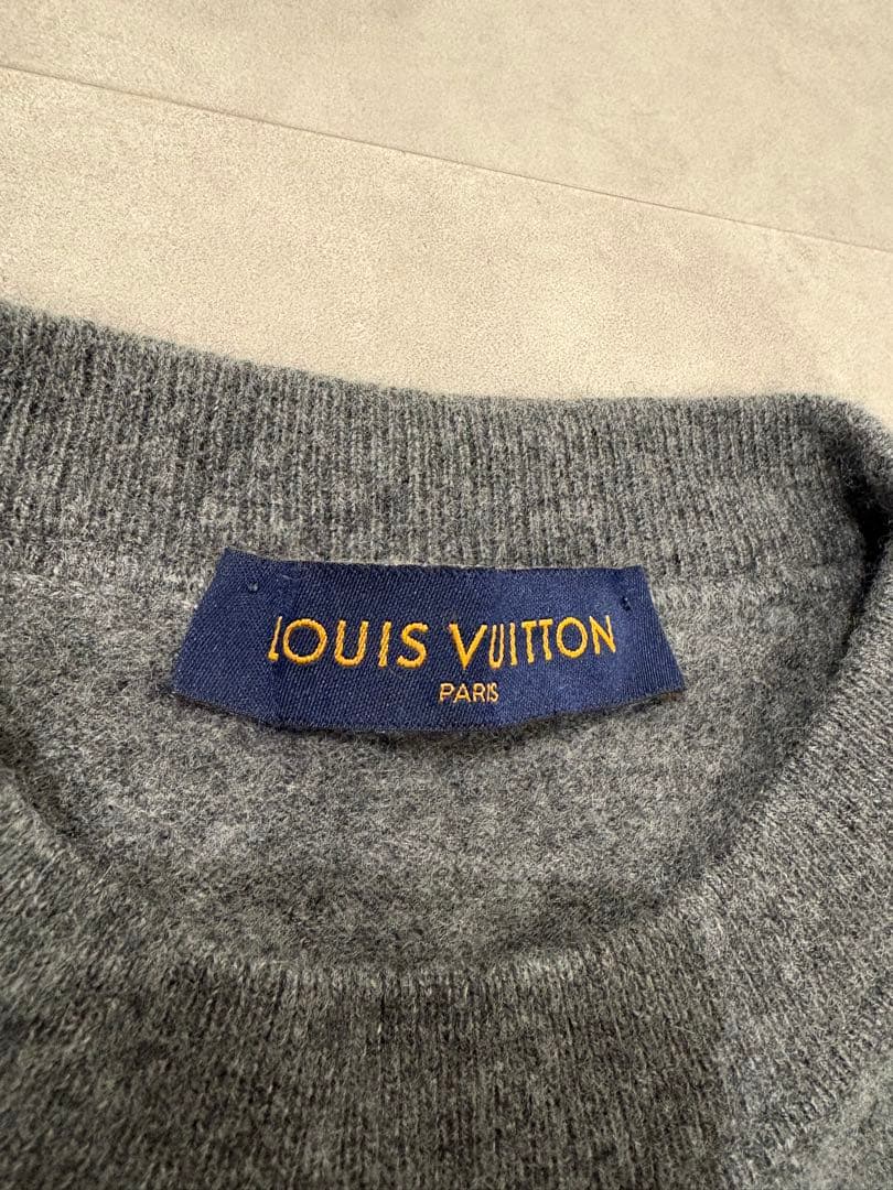 ルイヴィトン カシミヤ100% インサイドアウト 長袖ニット グレー L
