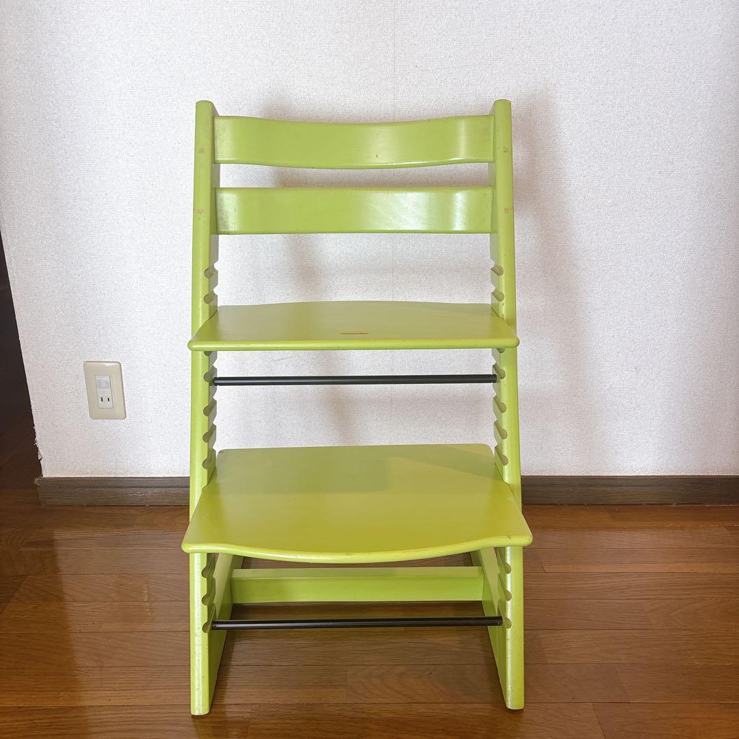 ストッケ　トリップトラップ　グリーン 木製 ベビーチェア　ハイチェア