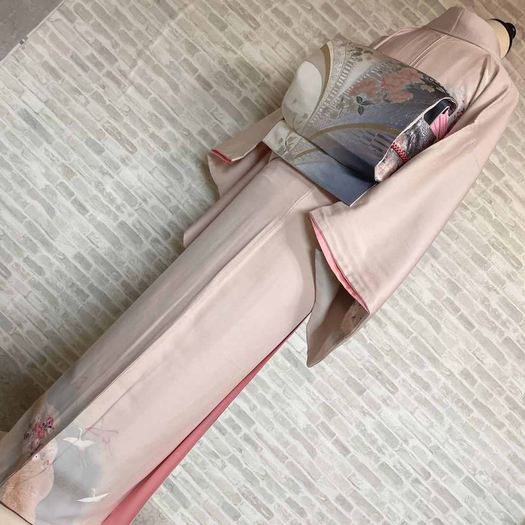 訪問着　フルセット　道長取り　飛び立つ鶴　金彩加工　入学式　卒業式　着物　I3