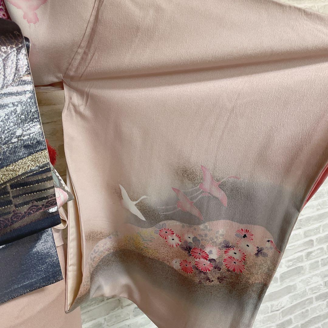 訪問着　フルセット　道長取り　飛び立つ鶴　金彩加工　入学式　卒業式　着物　I3