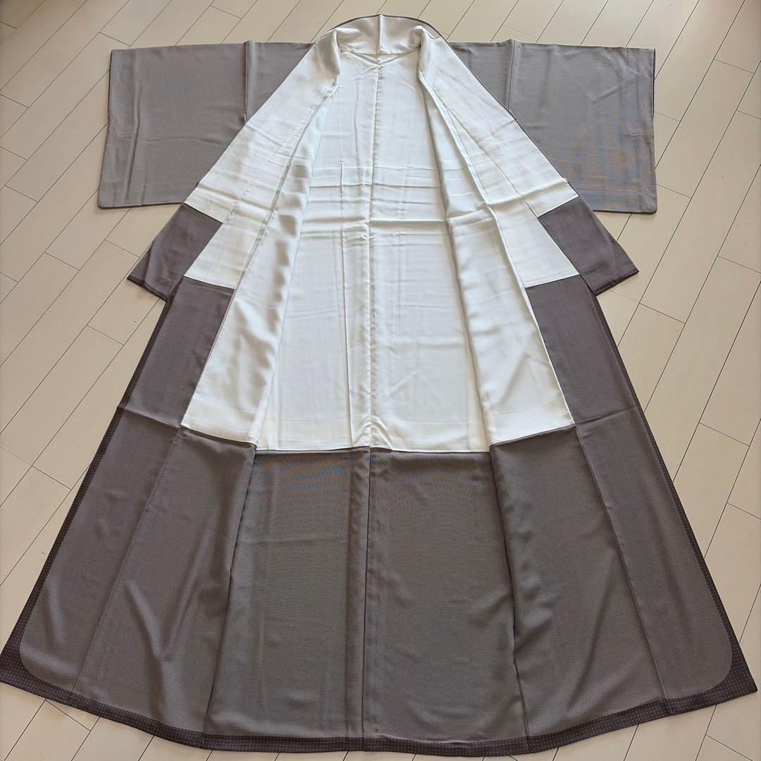 ミ*ん様 ■E5851■未使用品■正絹■江戸鼠色　万筋　江戸小紋　袷着物■丈16
