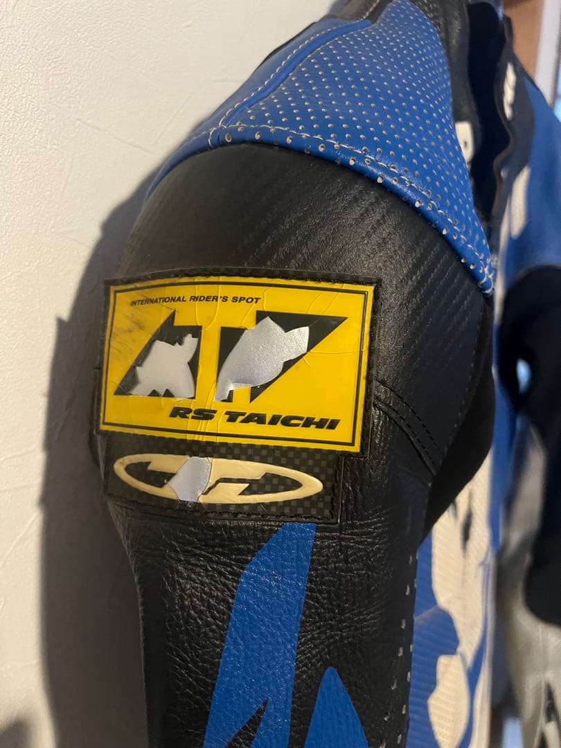 RS タイチ レーシングスーツ サイズLLS 革ツナギ　レーシンググローブ　青白