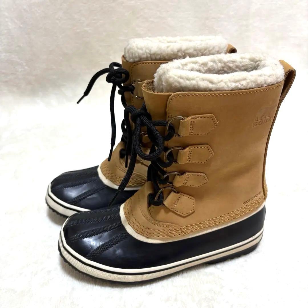SOREL TIVOLI ソレル ティボリ スノーブーツ 黒 ベージュ 23cm