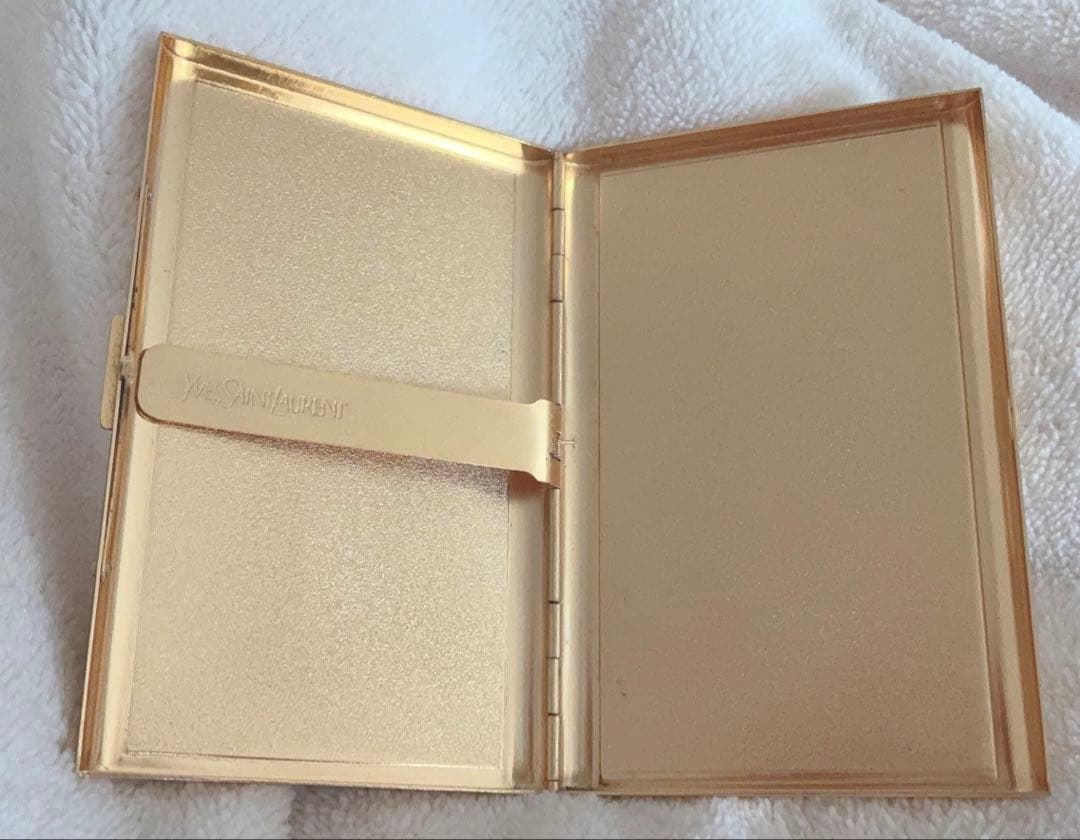 〈正規品〉イヴ・サンローラン名刺入れ カードケース ゴールド ブラック