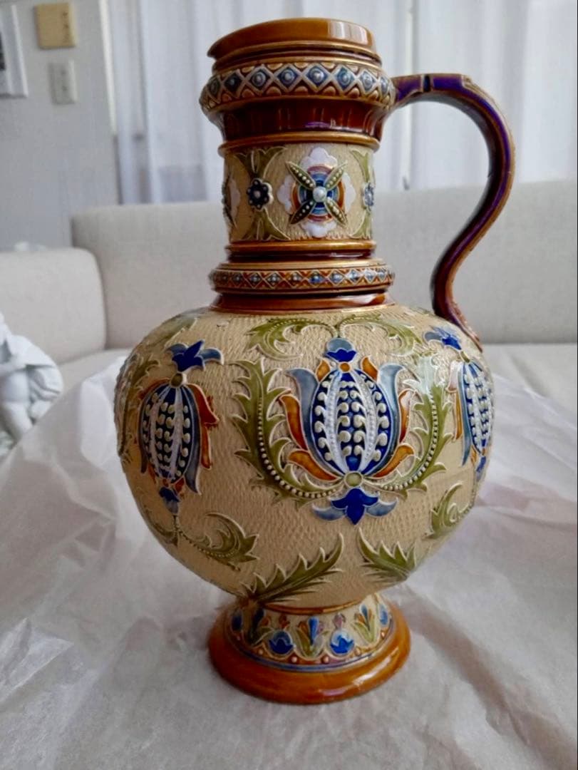 ドイツ　アンティーク　メトラッハ窯　ドイツ　ピッチャー　花瓶　美術品　希少