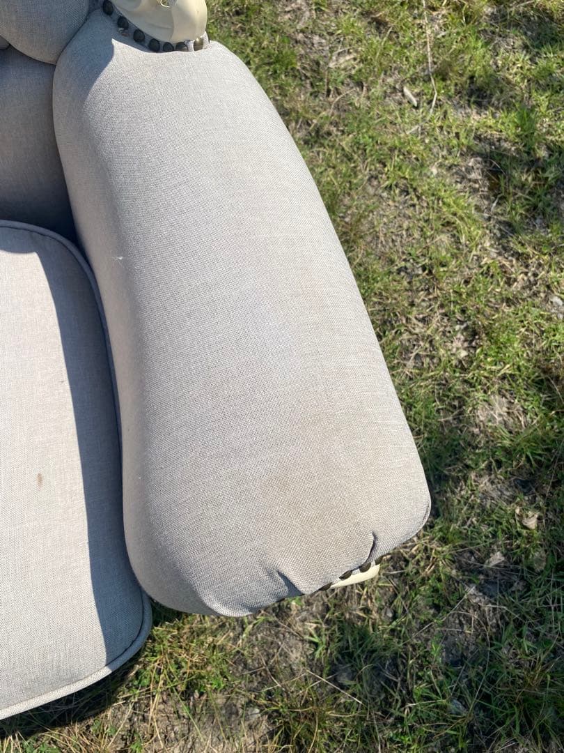 姫系　グレー　ホワイト　ロココ調　アンティーク調　猫足　1人掛けソファ