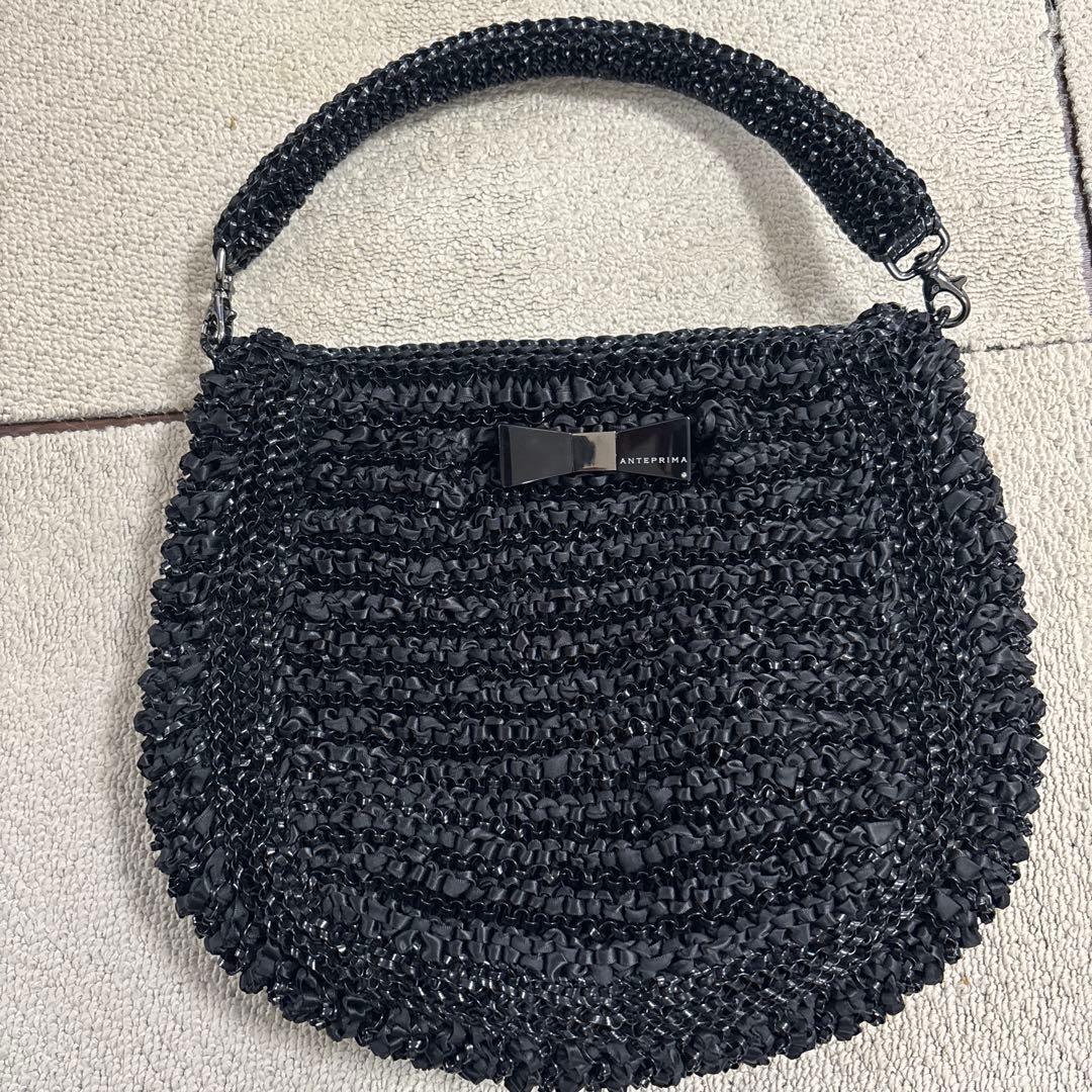 ANTEPRIMA ブラック 編みバッグ