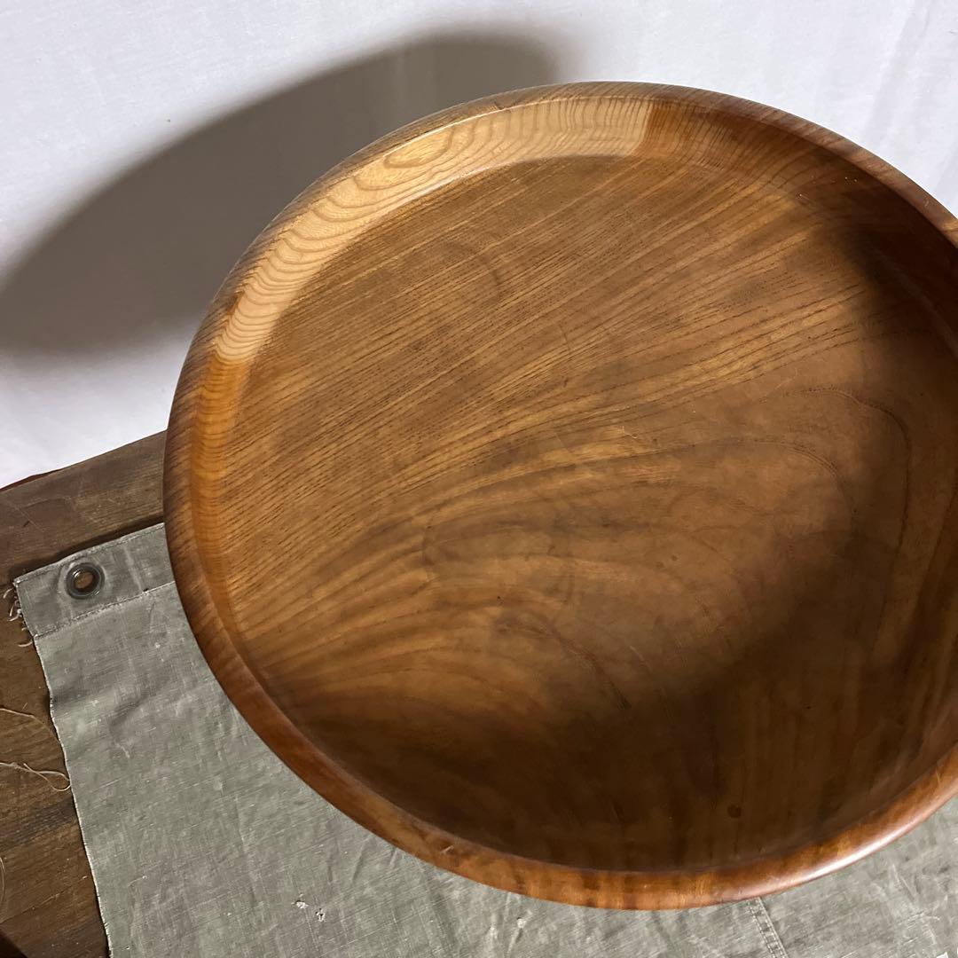 古雑貨アンティーク品◾️木製無垢材 大きなサイズ 木製コンポート皿 飾り台
