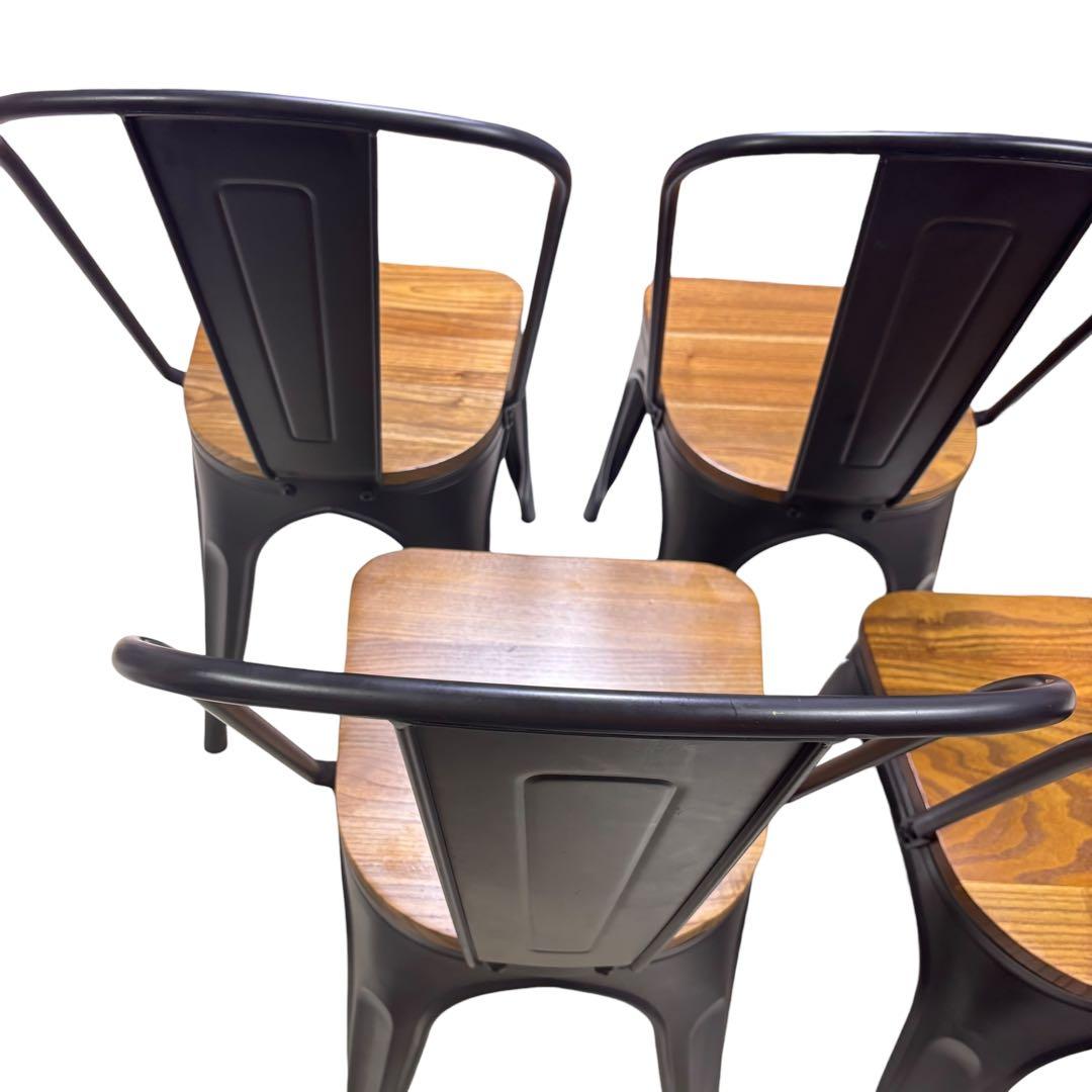 メタルチェア ウッド スタッキング ブルックリン インダストリアル　4脚セット