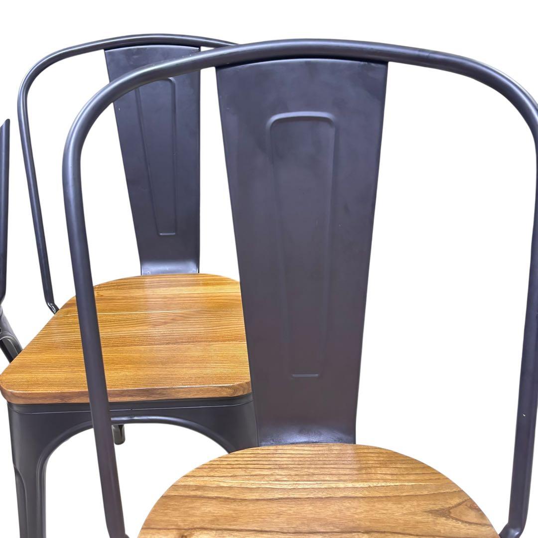 メタルチェア ウッド スタッキング ブルックリン インダストリアル　4脚セット