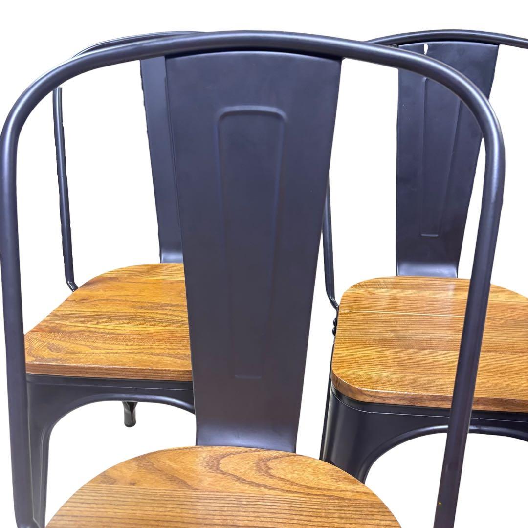 メタルチェア ウッド スタッキング ブルックリン インダストリアル　4脚セット
