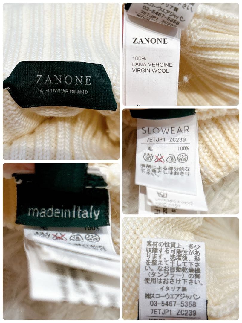 美品 ZANONE ザノーネ ミドルゲージ タートルネックセーター 46