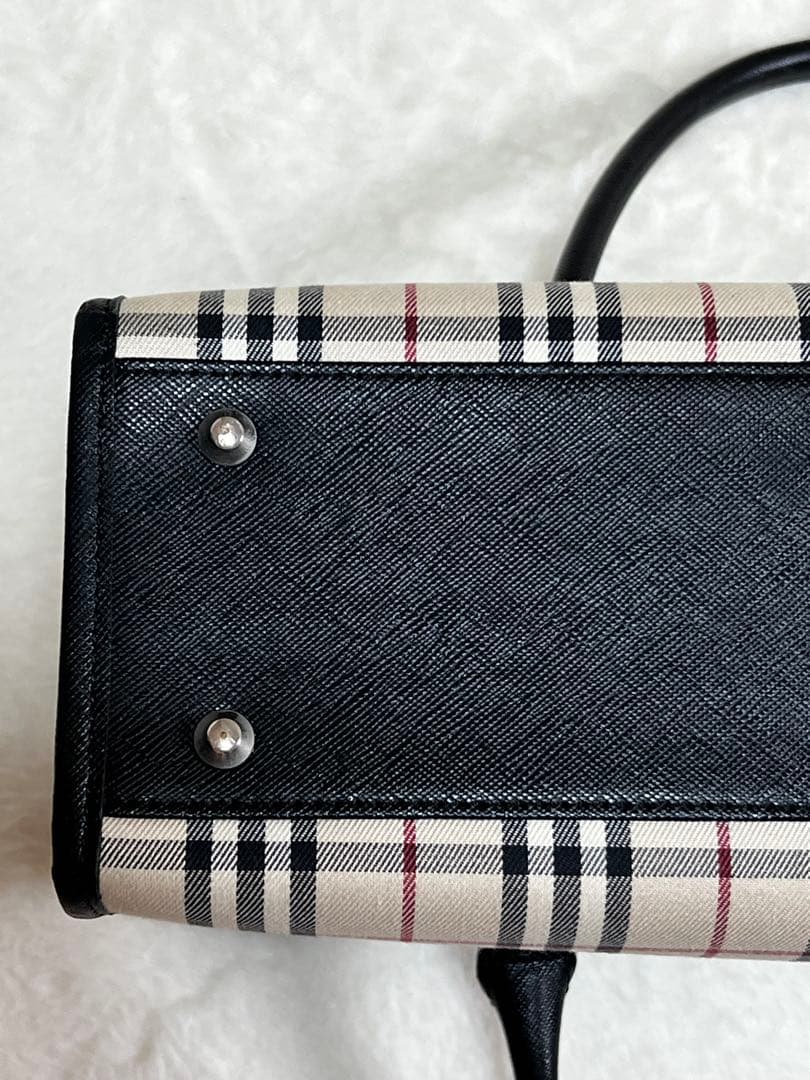美品　バーバリー　BURBERRY　ハンドバッグ　スクエア　ノバチェック　ベルト