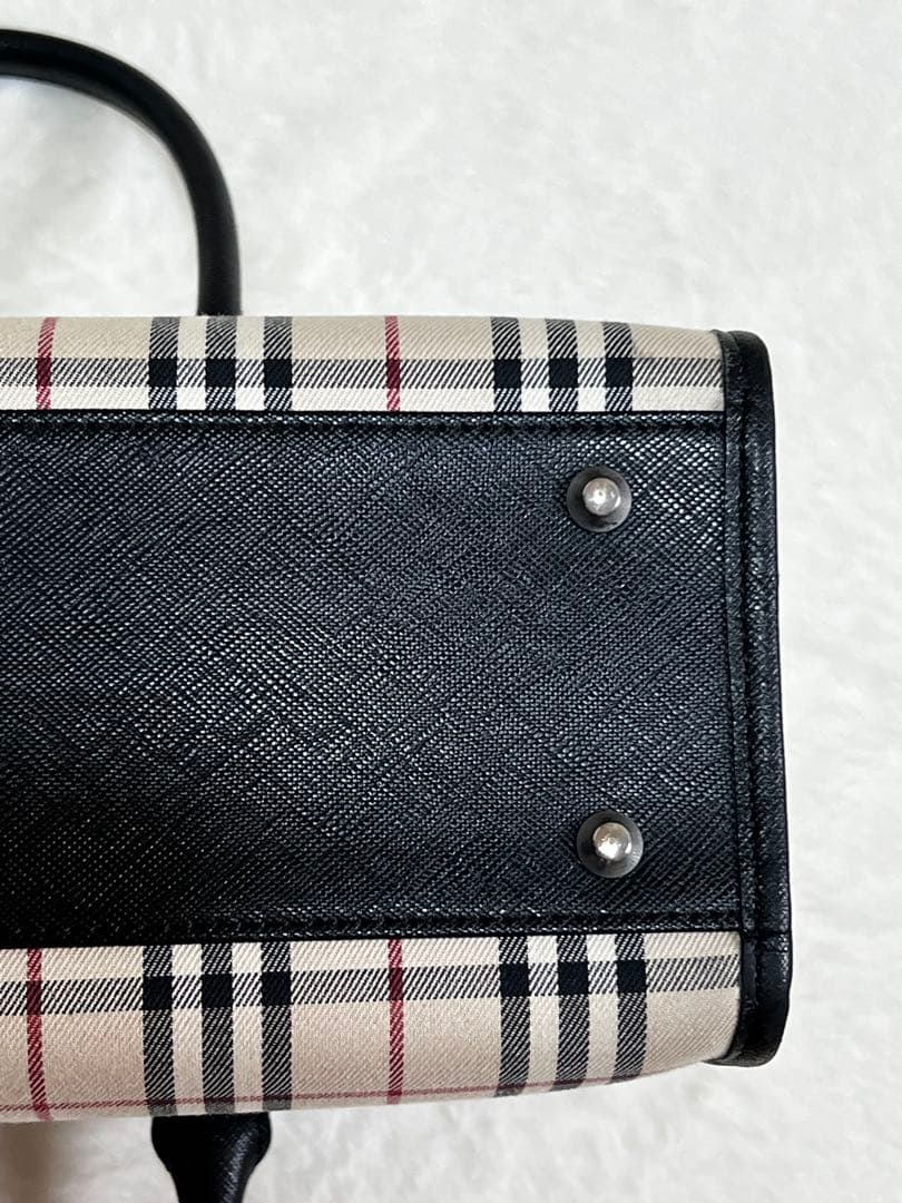 美品　バーバリー　BURBERRY　ハンドバッグ　スクエア　ノバチェック　ベルト