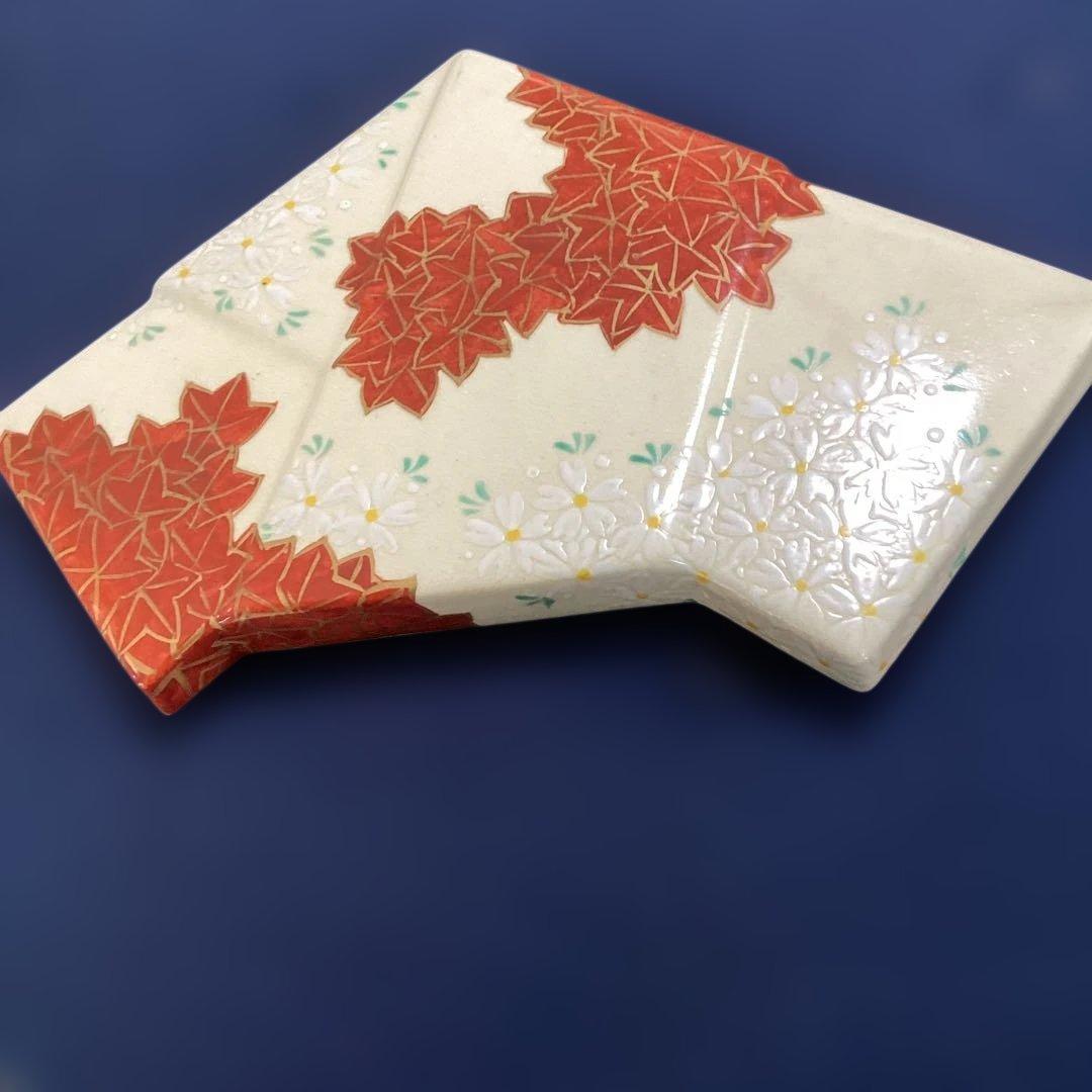 京焼雲錦菱形蓋物　　1客　新品未使用　平安松斎作