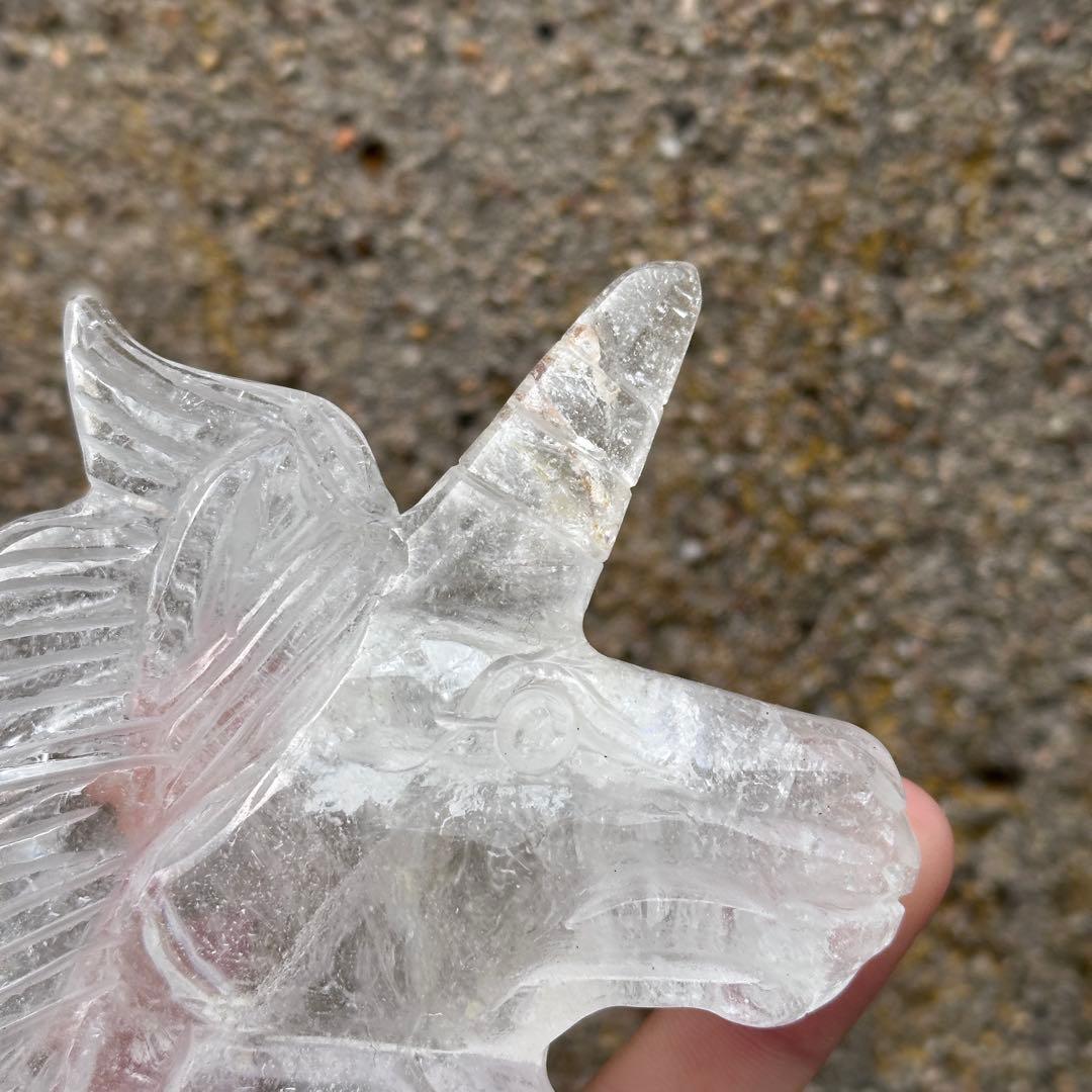 天然石水晶のユニコーン　置物　ご購入前に在庫確認必要G.179