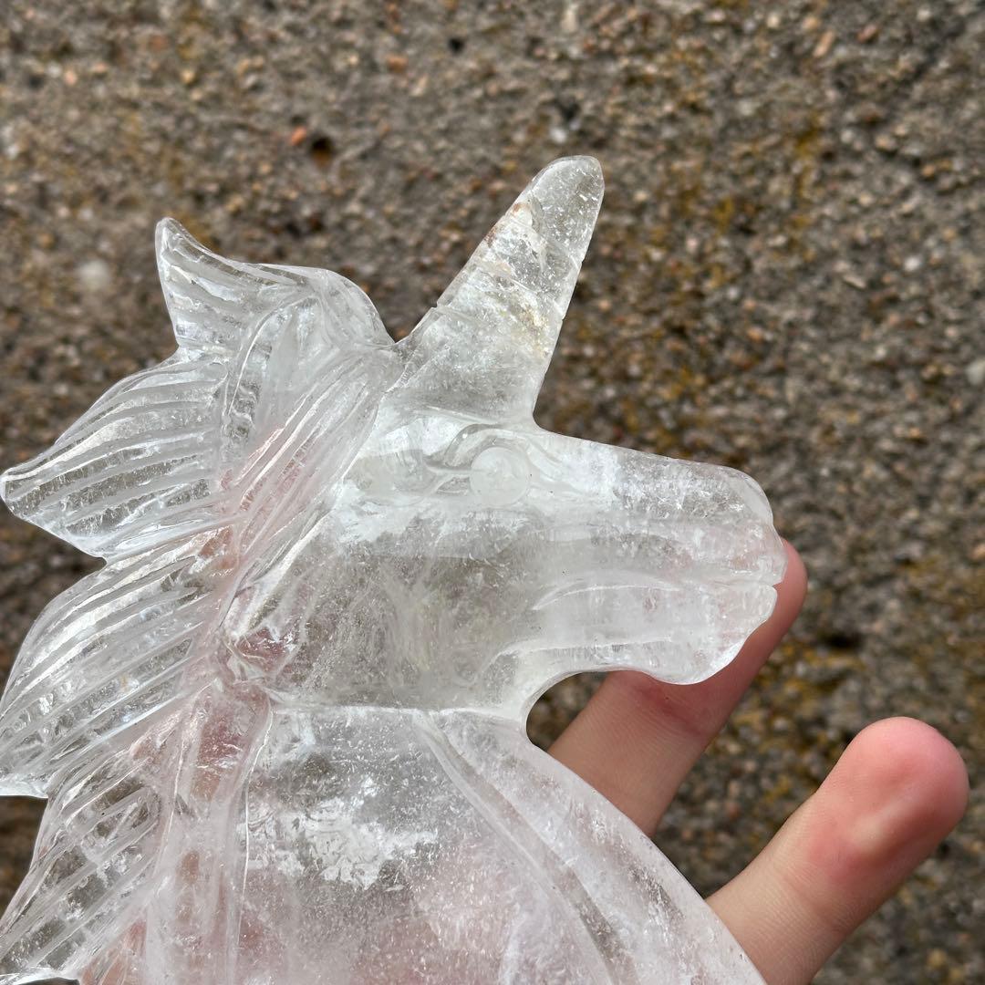 天然石水晶のユニコーン　置物　ご購入前に在庫確認必要G.179