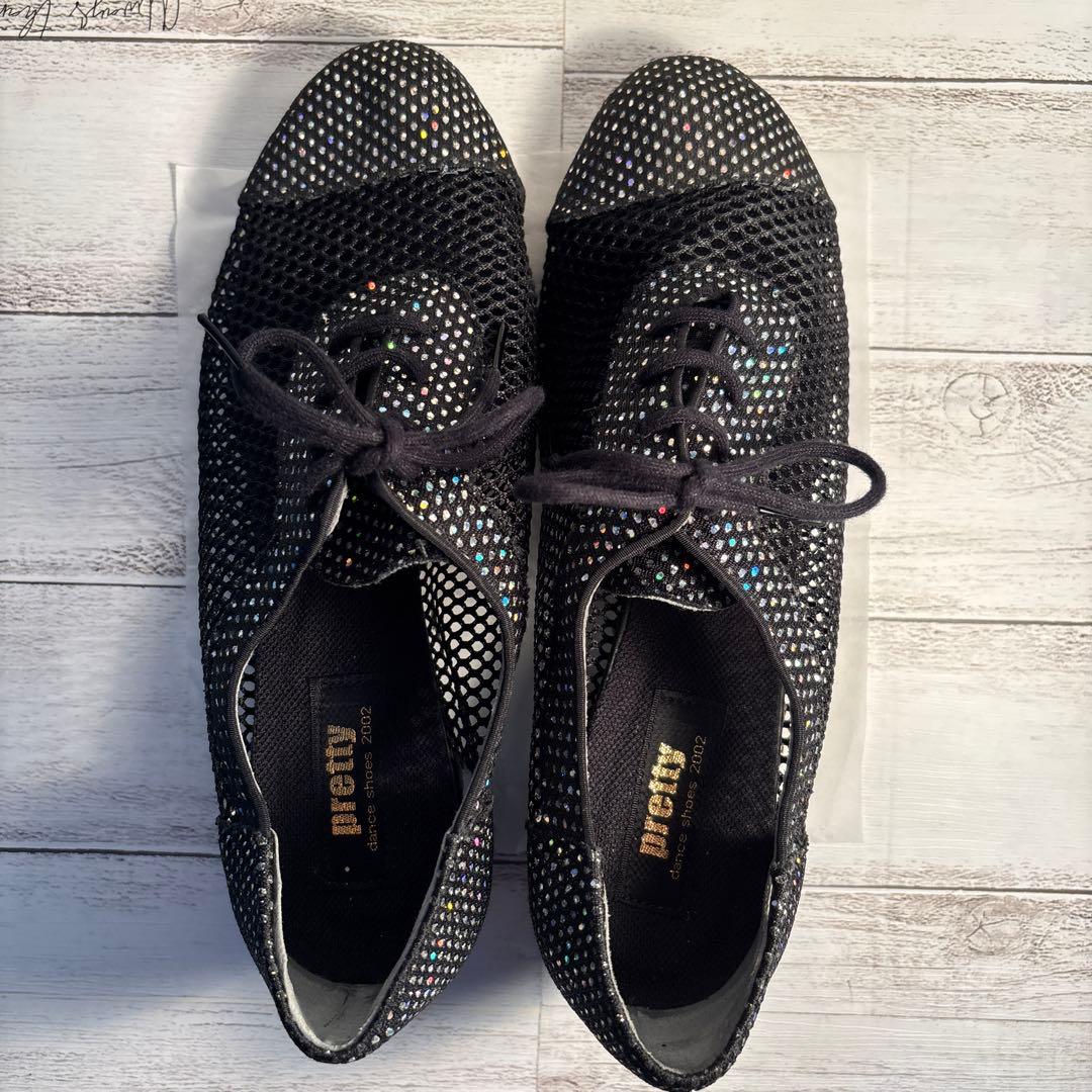黒 スパンコール付き ダンスシューズ 女性用