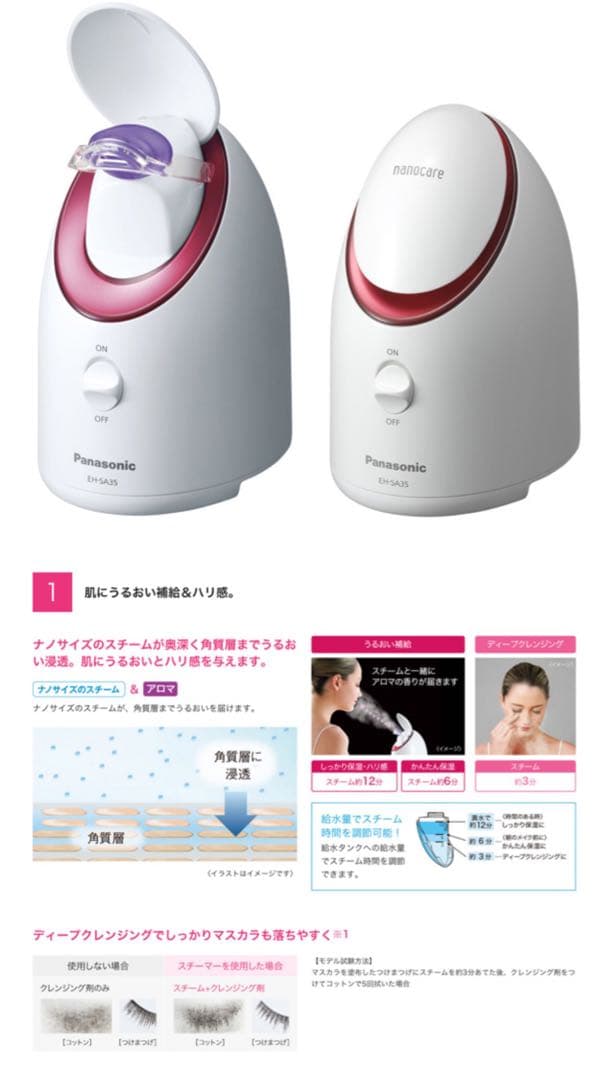 【新品未使用】Panasonicフェイススチーマー ナノケア EH-SA35-P