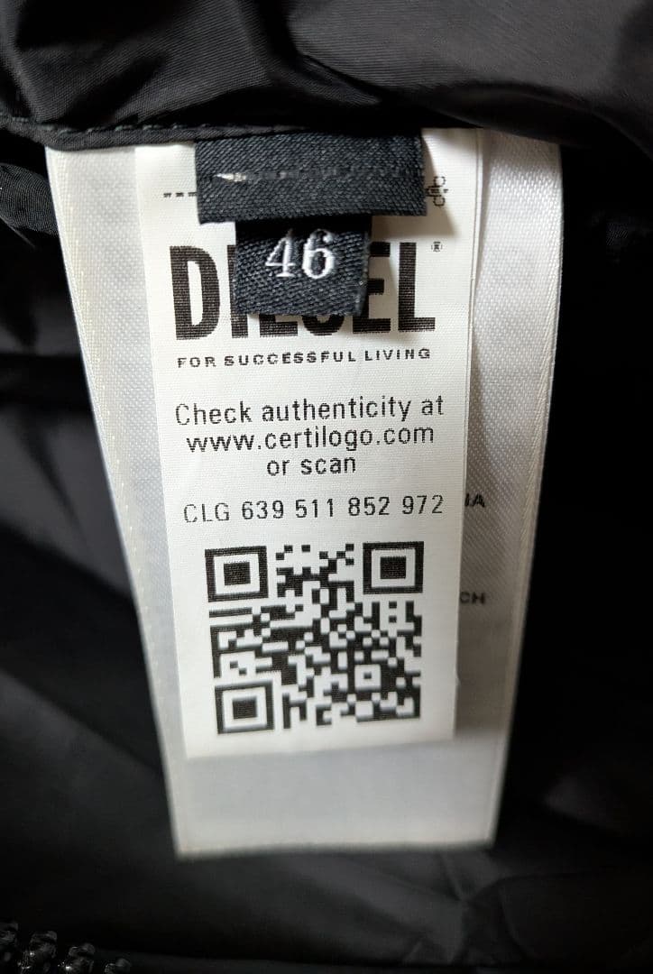 【12日まで】24-25年モデル　DIESEL ダウンジャケット/46/ブラック