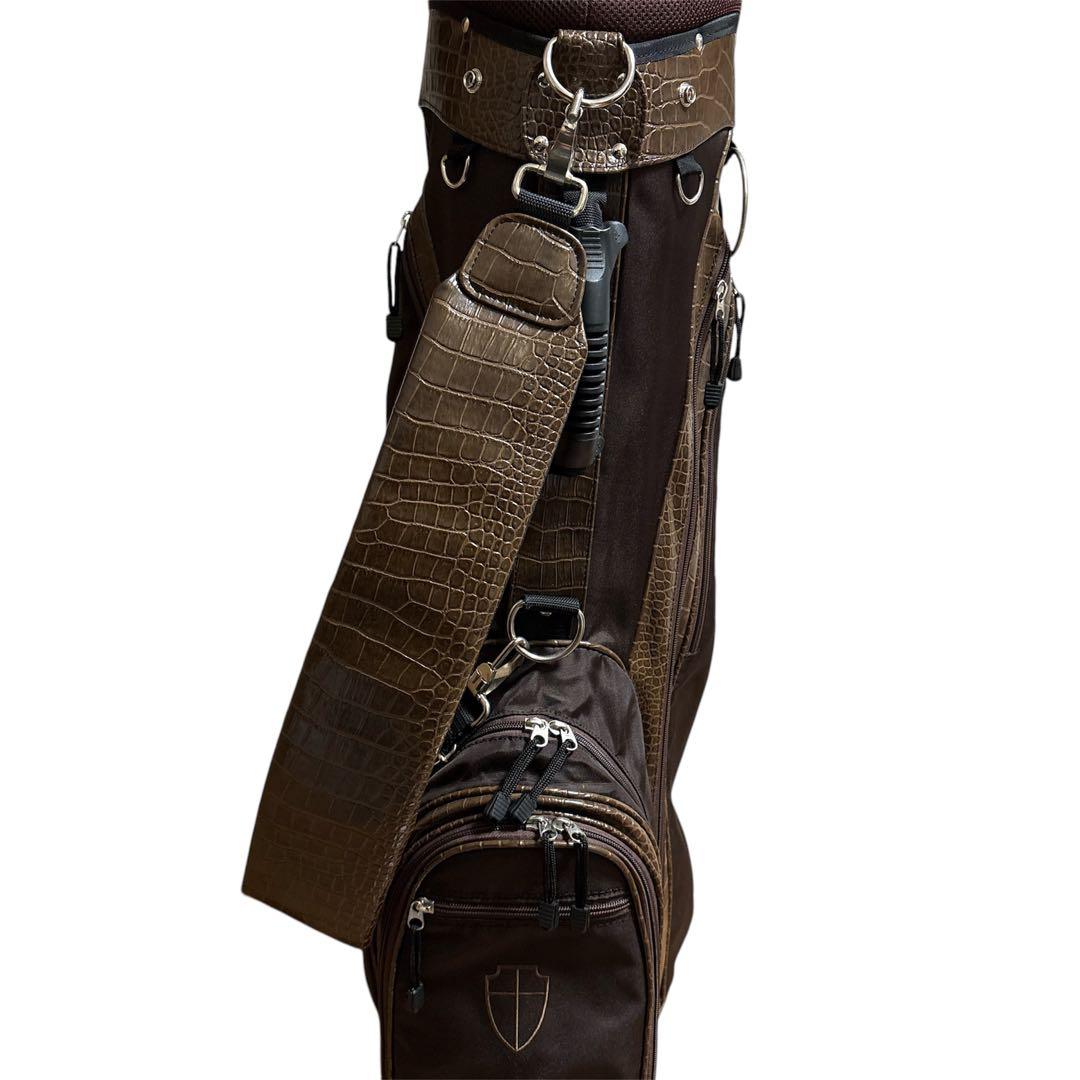 HALY RUID スタンドキャディバッグ ゴルフバッグ ブラウンクロコダイル調
