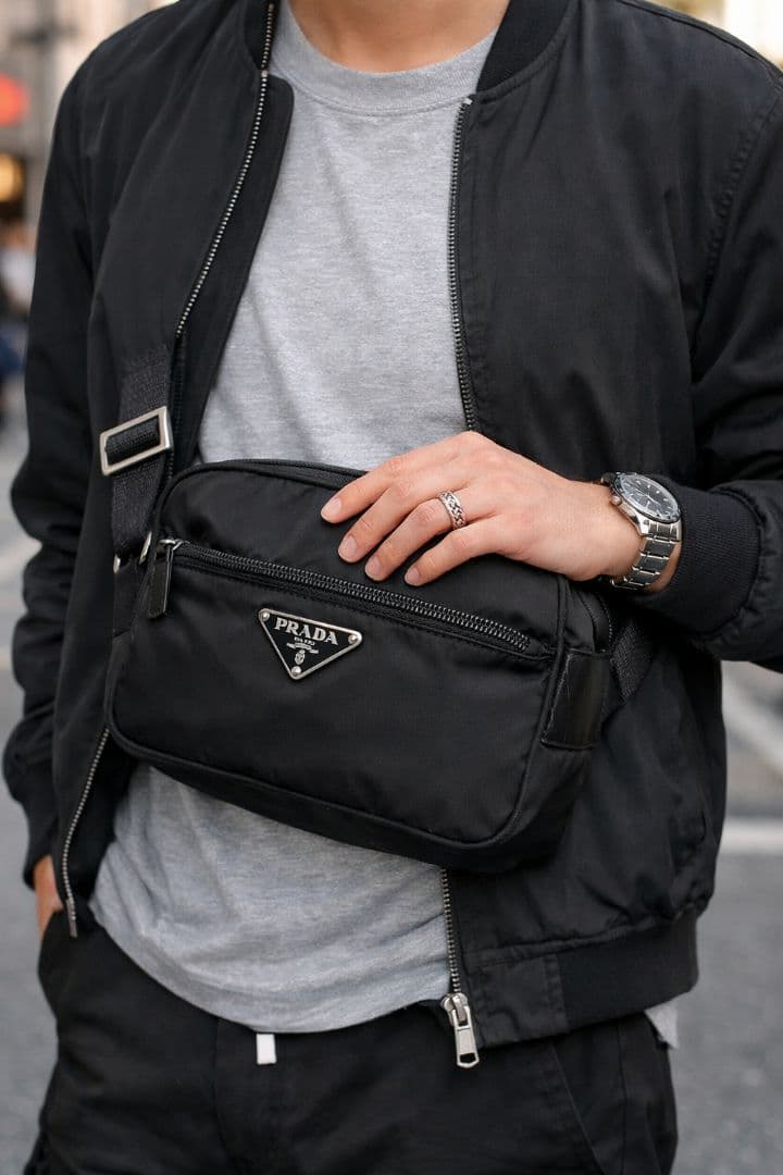 美品✨PRADA ブラック ナイロン ショルダーバッグ カメラバッグ