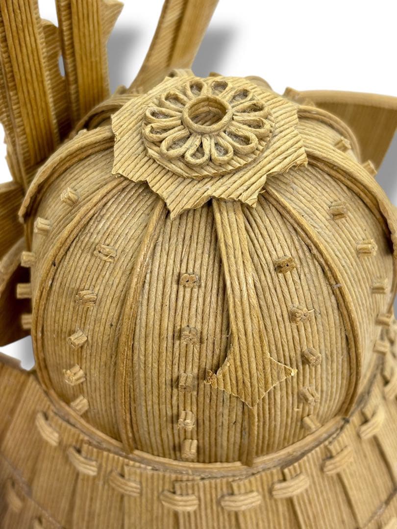 #紙製 クラフト兜飾り 手作り紙兜飾り 台付き