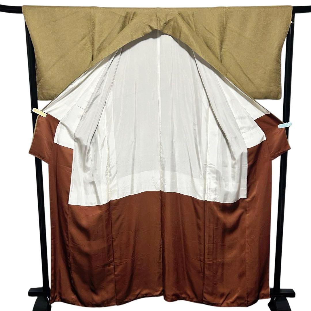 未使用近い　美品　袷　地紋入り　色無地　フルセット　身丈163.5 裄丈68