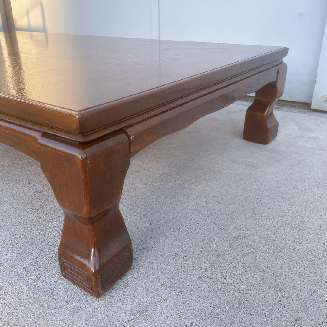 唐木家具 彫刻 花梨家具 木製座卓 ダークブラウン 和室 アンティーク①