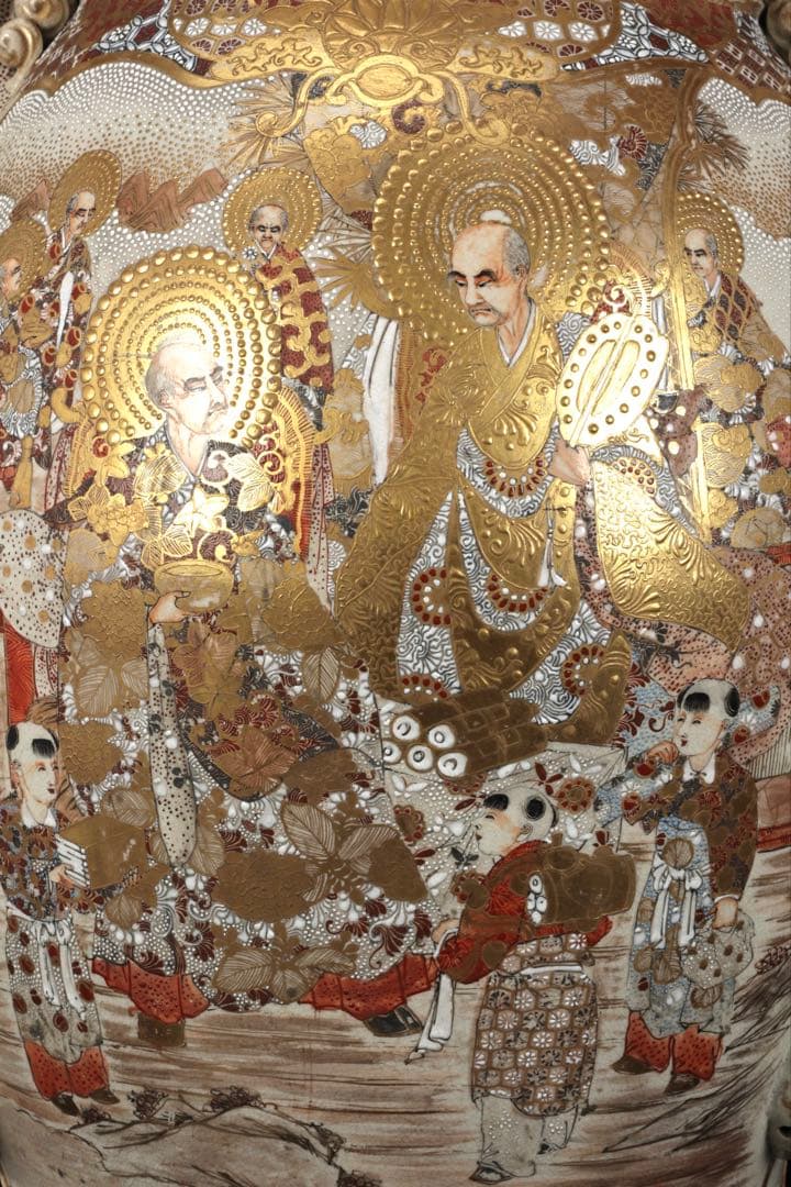 【極上薩摩焼】特大金襴手色絵 獅子　香炉 飾壺 陶器　骨董 古美術　アート　花瓶