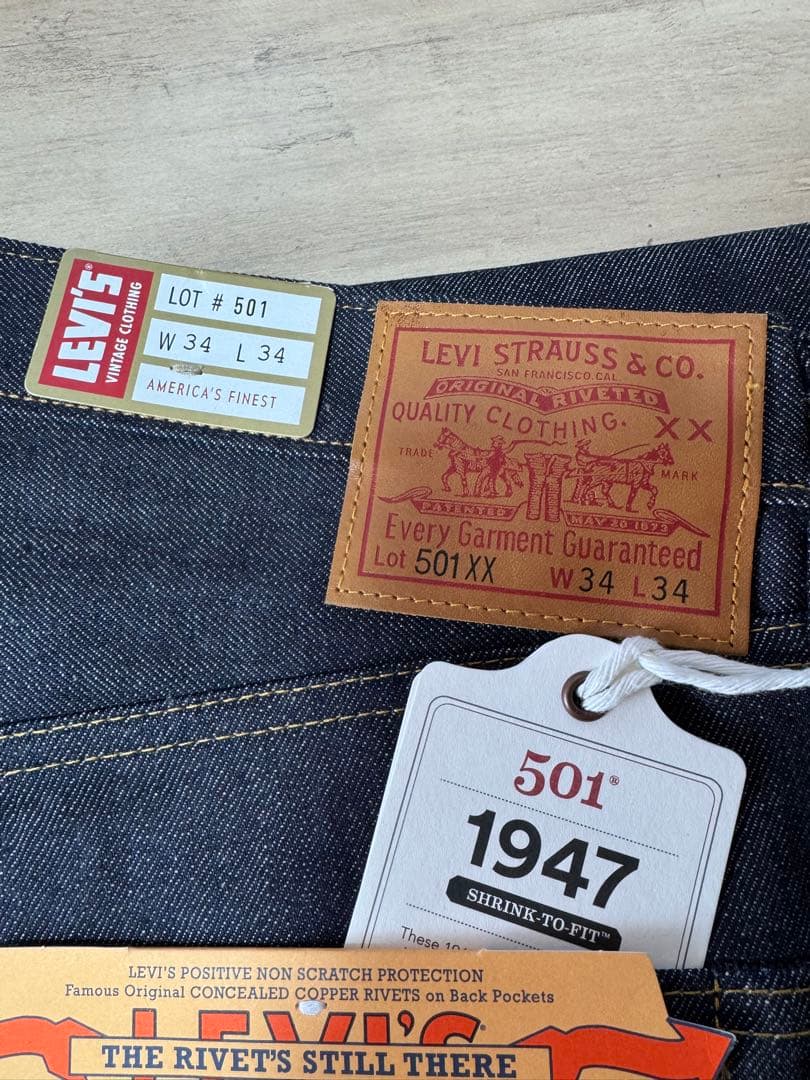 LEVI'S LVC 501XX 1947 W34 L34 リジット