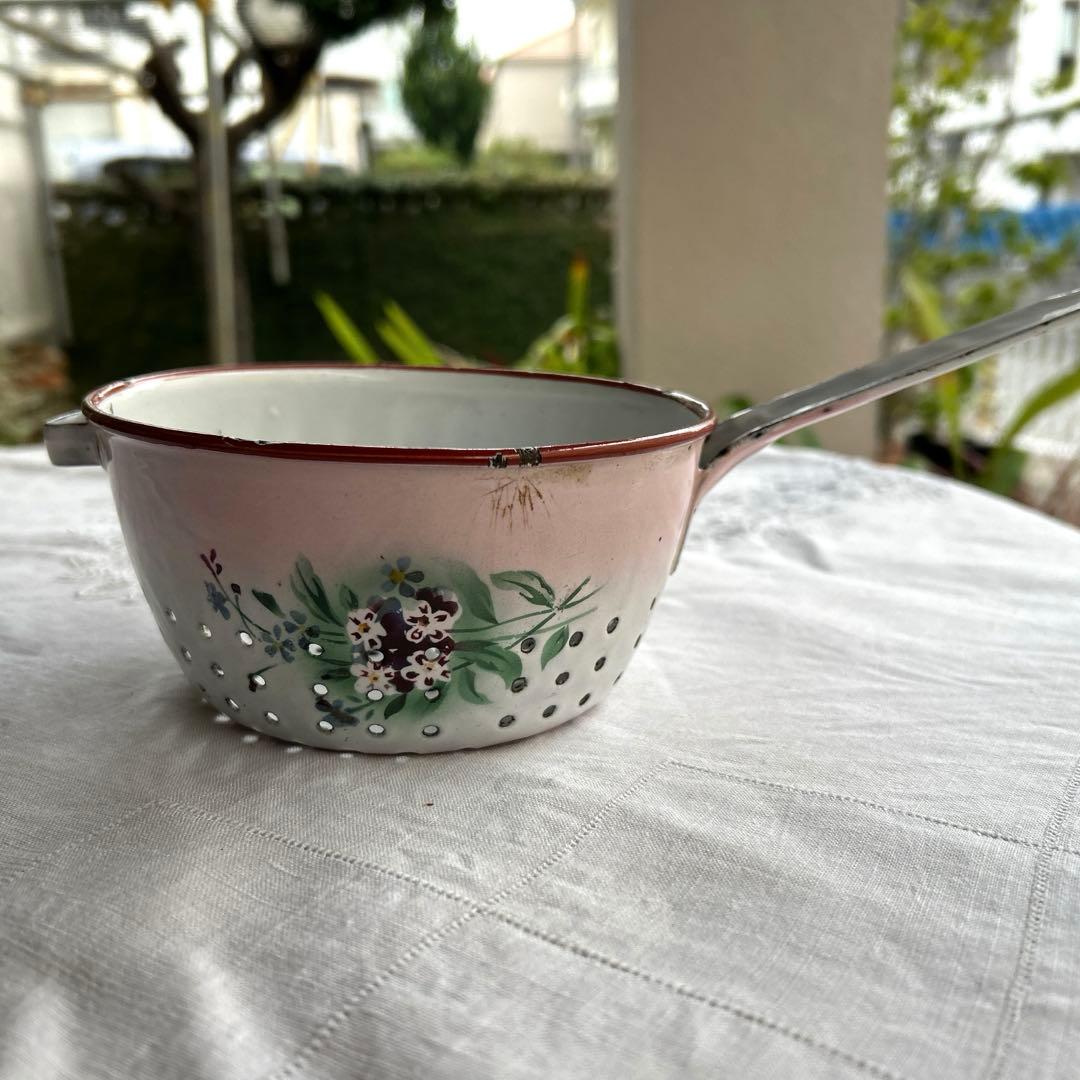 フランスアンティーク　japy 忘れな草のホーローウェディングセット