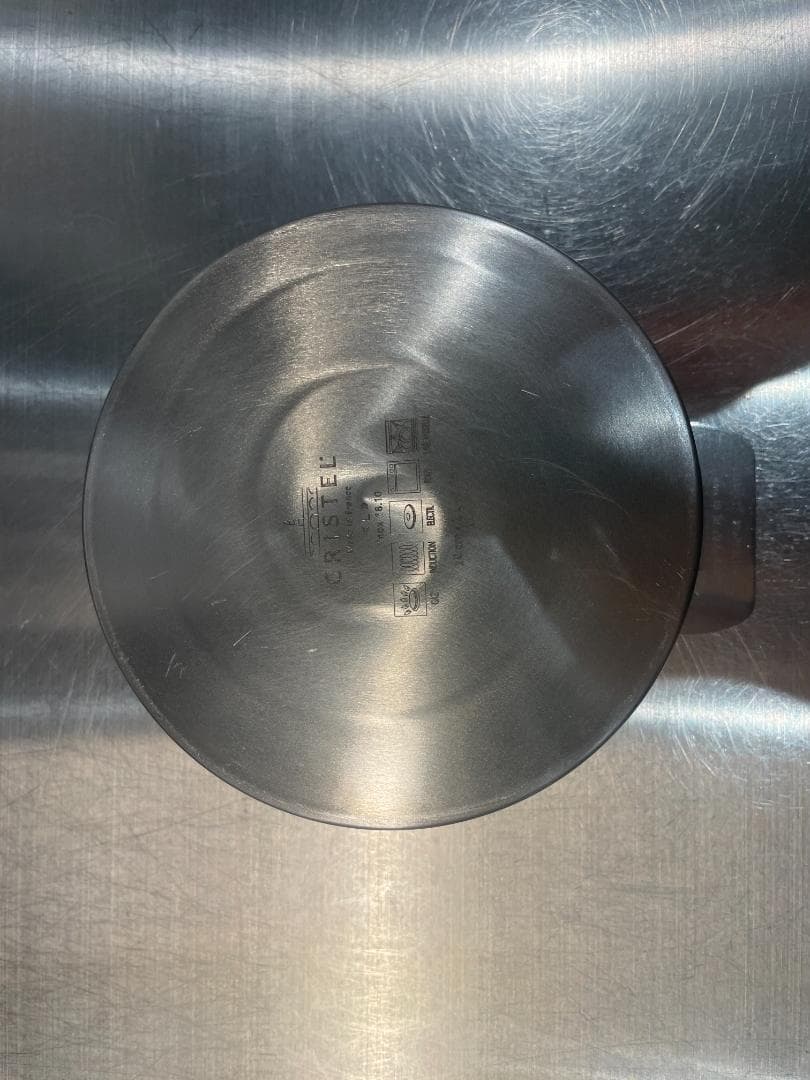 【美品】CRISTEL クリステル ステンレス L深鍋 14cm ガラス蓋付き