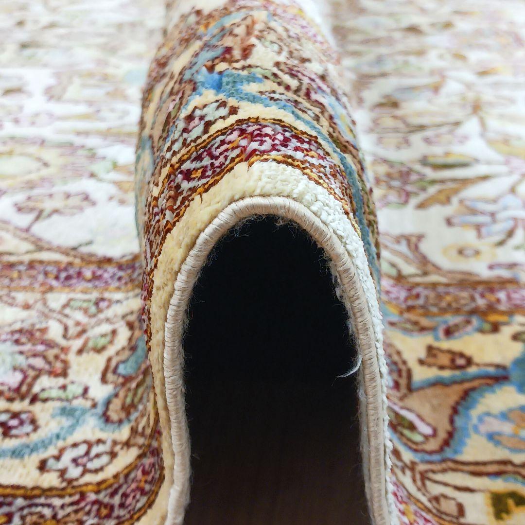 Y3183 高級ペルシャ絨毯 イラン シルク100% 手織り64万ノット