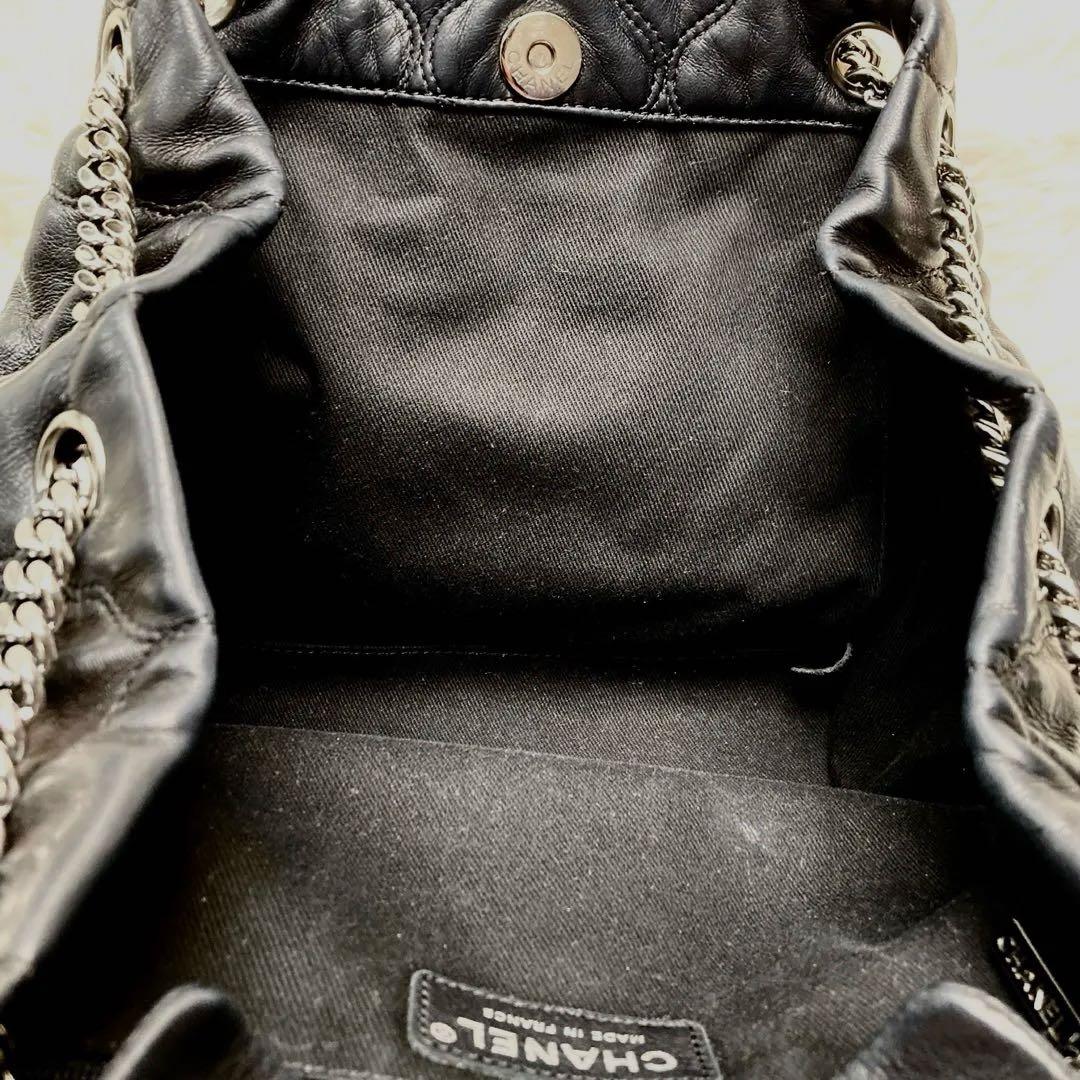 24万→CHANEL■ココ マトラッセ 2wayチェーンショルダーバッグ■黒×銀