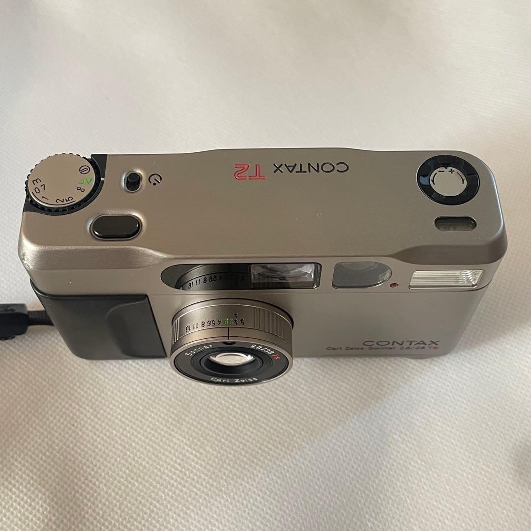 CONTAX T2 シルバー 作例あり 純正ストラップ付 高級フィルムカメラ