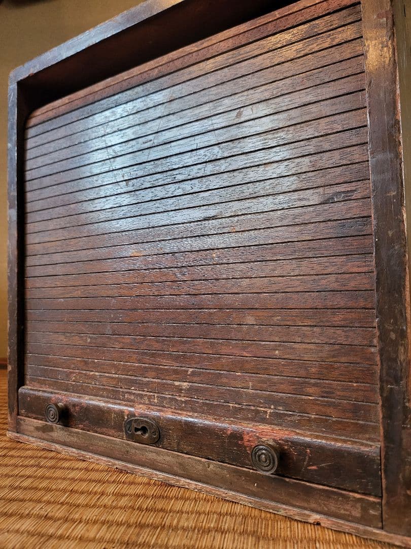 蛇腹 木製 収納 ボックス　引き出し付き　ヴィンテージ　アンティーク