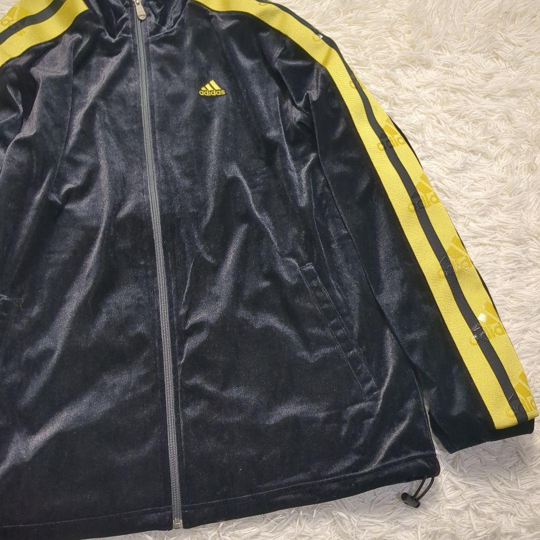 【美品✨adidas✨L】ベロア ジャージ トラックスーツ セットアップ 黒
