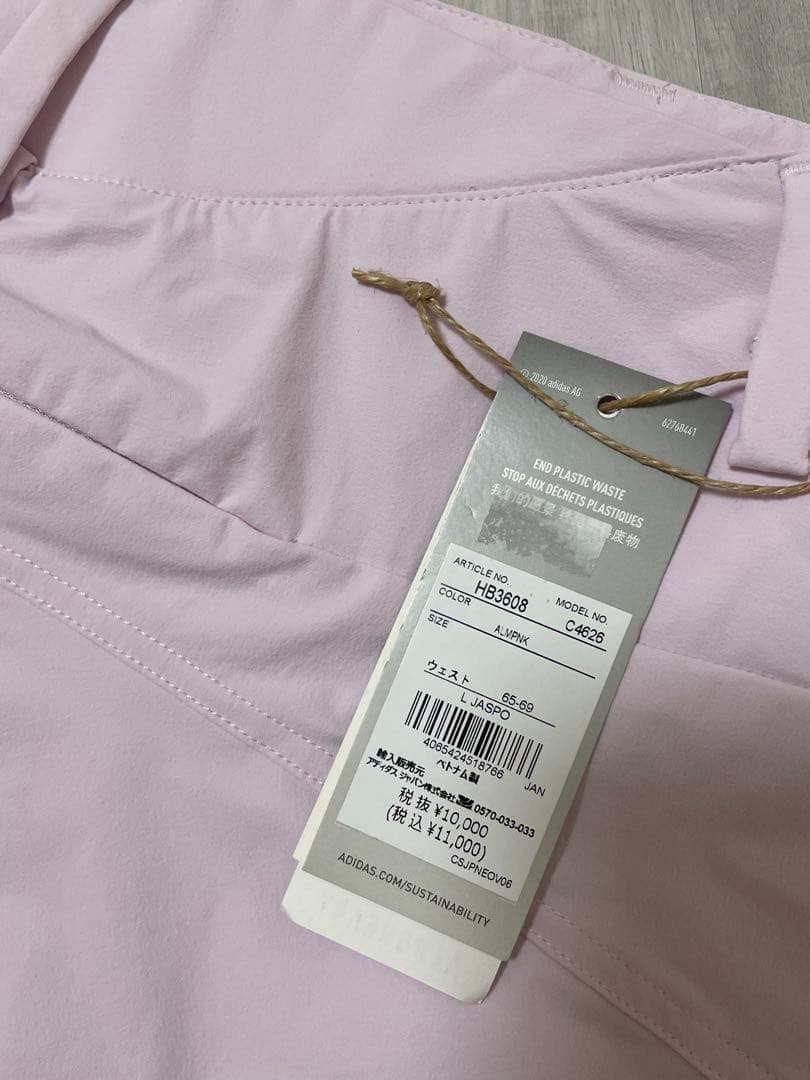 新品　Lサイズ　アディダス ゴルフ ピンク　ストレッチ バックフレア スカート