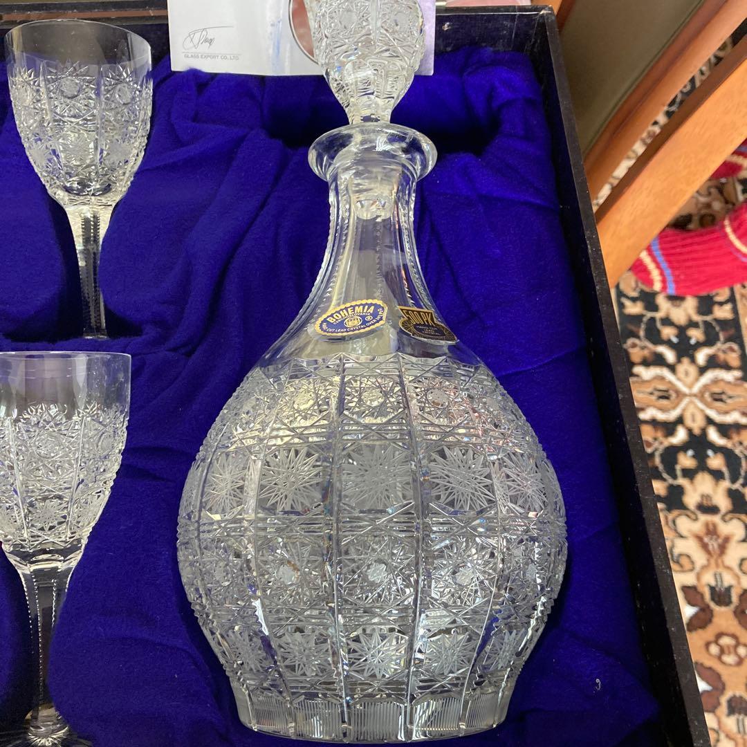 ボヘミアングラス デキャンタとワイングラス6個セット