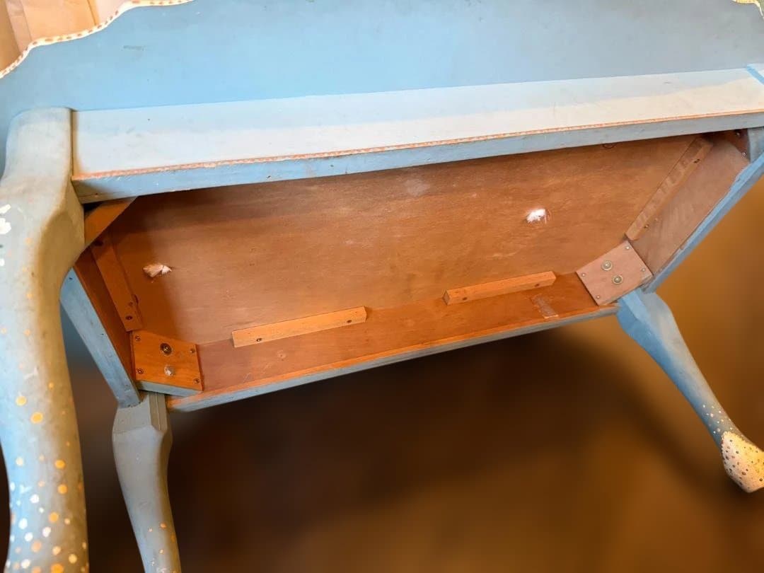 脚 ガラス ローテーブル 幅105cm 花柄ペイント 姫家具 アンティーク