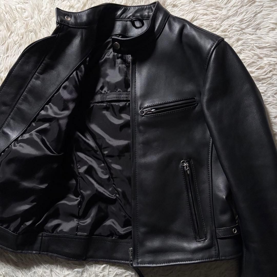 極美品◎KADOYA ライダースジャケット　シングル　ブラック　本革　M