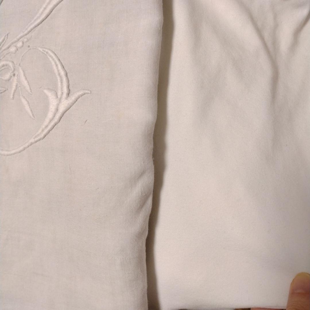 konorinoko様フランスアンティークイニシャルシーツ/モノグラムカバー