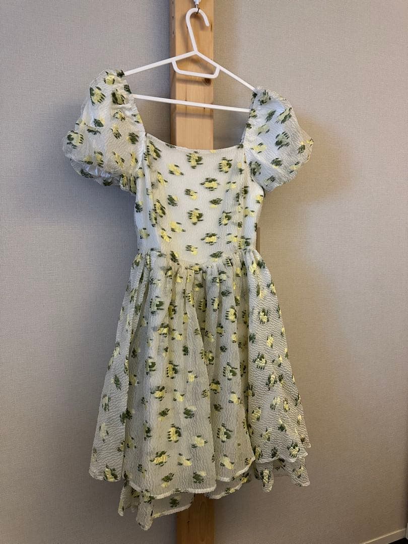 ワンピース MISTREASS Sheer Ripple Mini Puff Dress