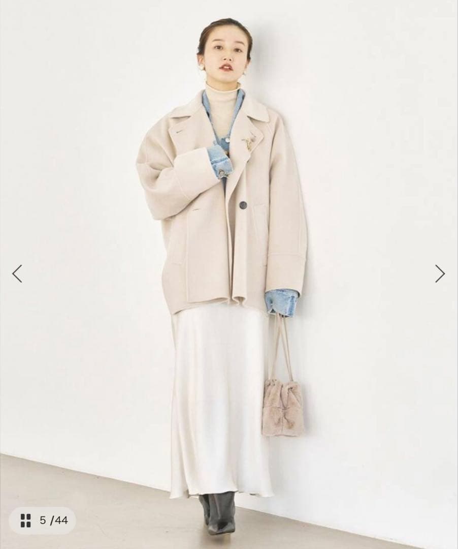 美品　IENA スーパー160ダブルフェイスショートコート　ベージュ　38