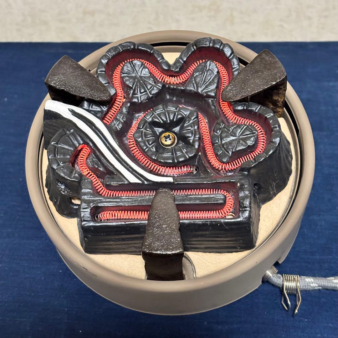 人間国宝高橋敬典/風炉/茶釜/電熱器/唐銅鬼面風炉/野々田製電熱器/敷板/茶道具