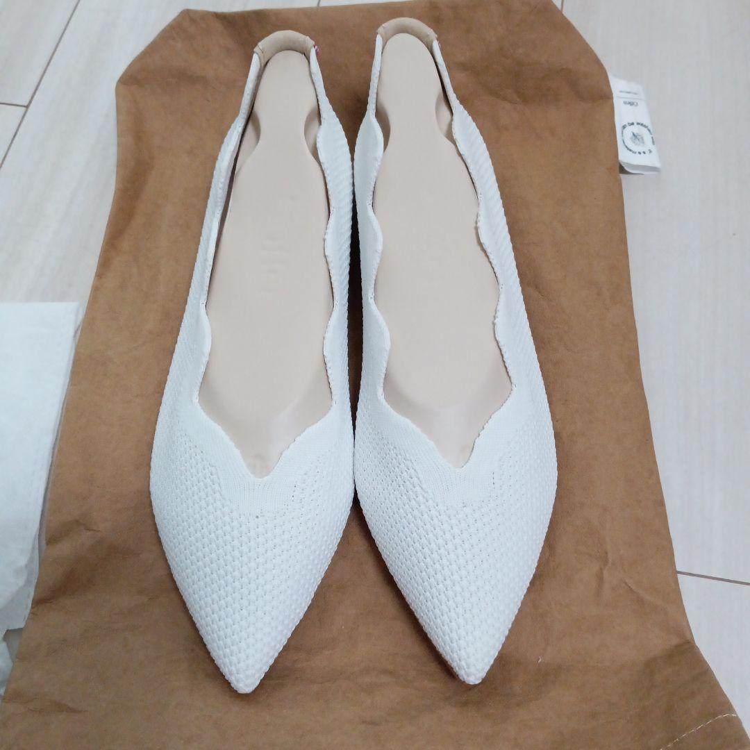 値下げ　新品未使用オッフェン　ニットフラットシューズ　ホワイト　41
